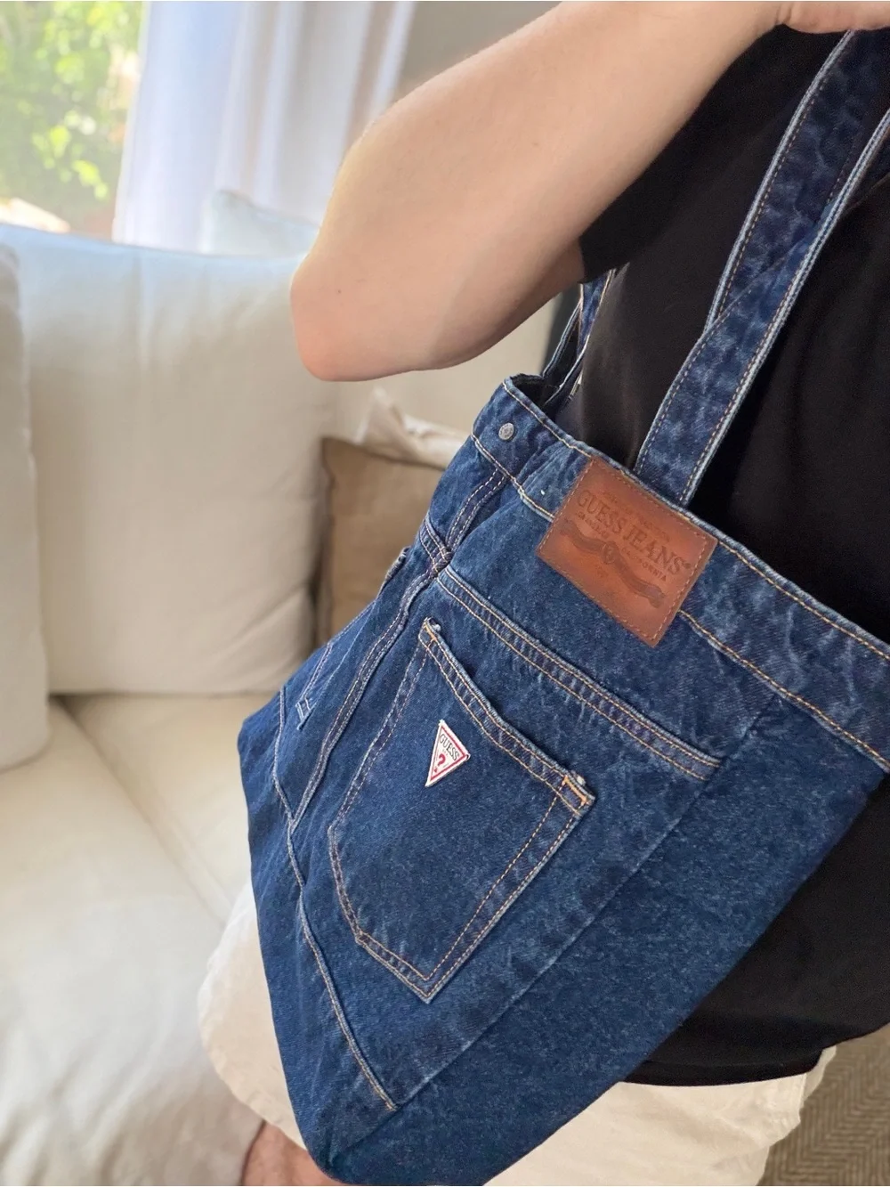 2026 Limited Edition Guess Jeans x Minions / Denim Tote Bag in Dark Blue